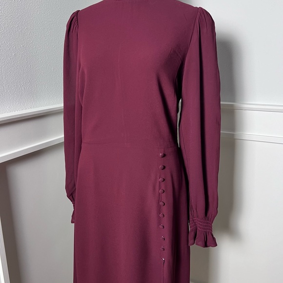Reformation burgundy stevi- leg crepe midi dress size 10 - Picture 8 of 16